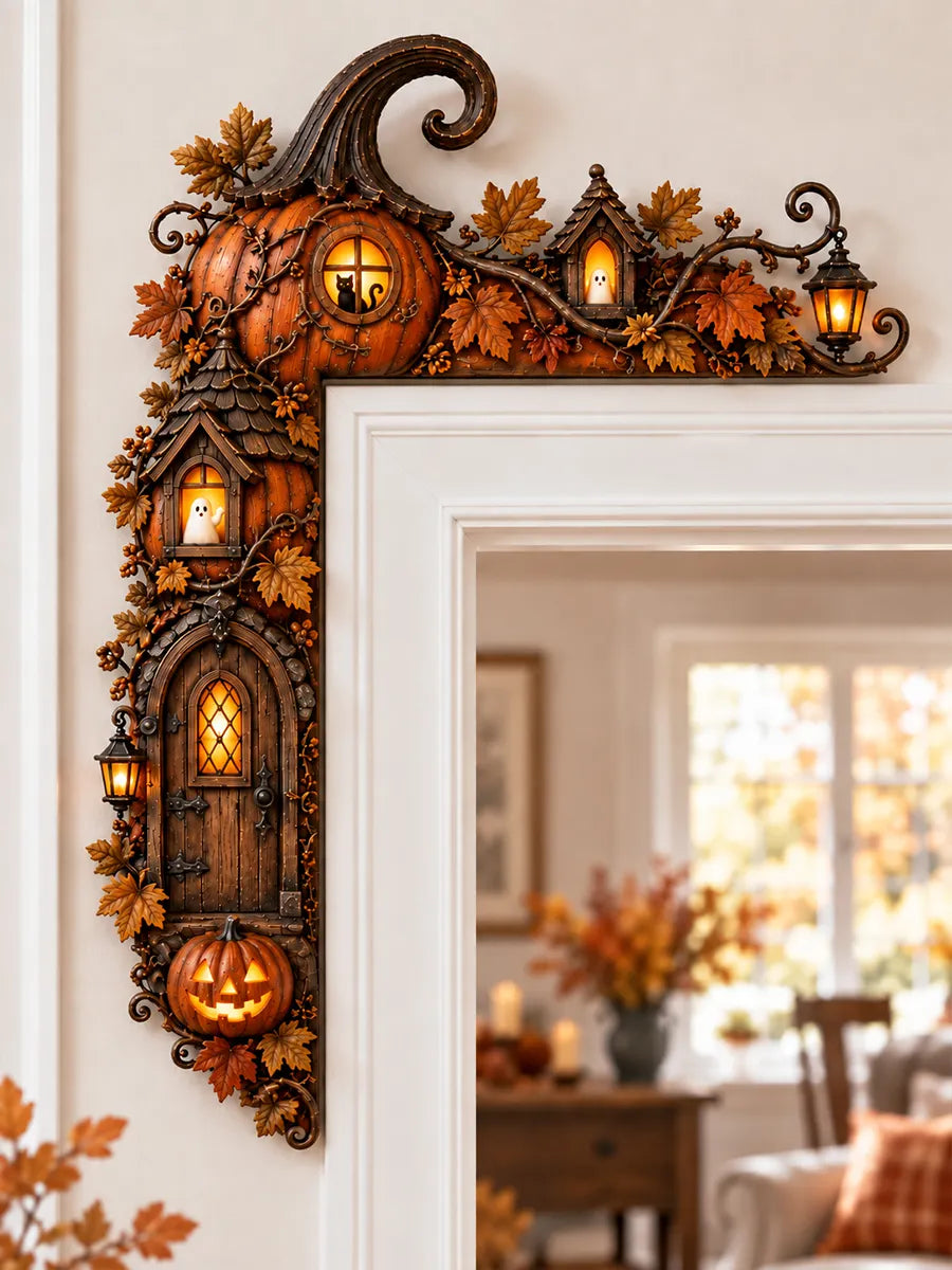 Halloween Pumpkin & Ghost Cottage Door Corner Decor