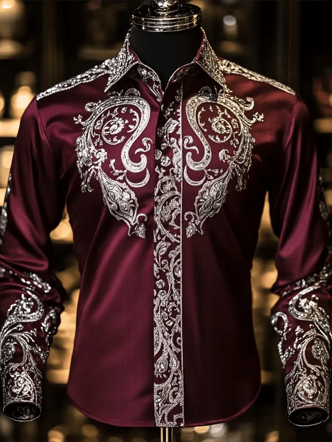 Men's Fashion Design Printed Long Sleeve Shirt