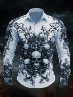 Men's Casual Vintage Brogue Skull Pattern Shirt