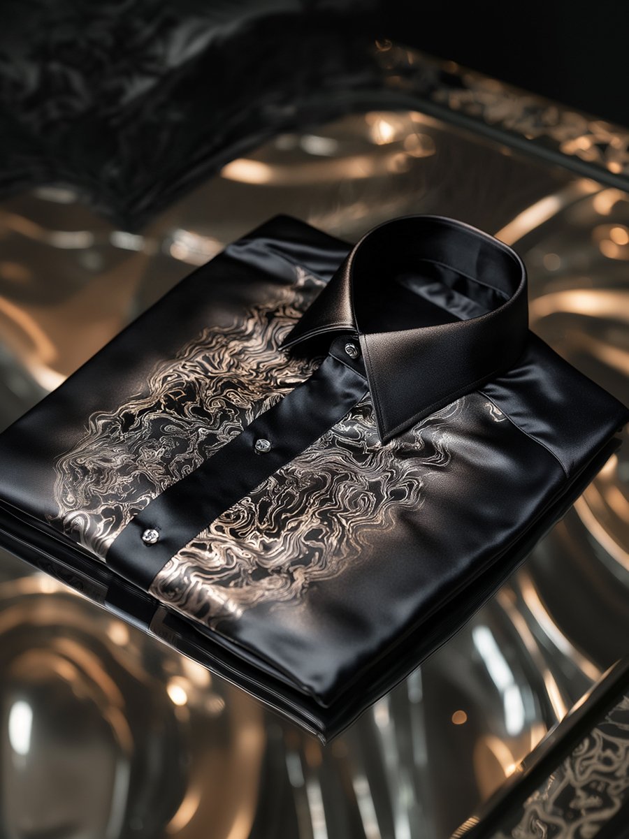 Men's Satin Long Sleeve Shirt
