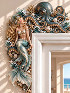 🐚 Blonde Mermaid & Giant Octopus Door Frame Decor