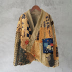 Japanese Vintage Geometric Patchwork Pattern Women's Kimono