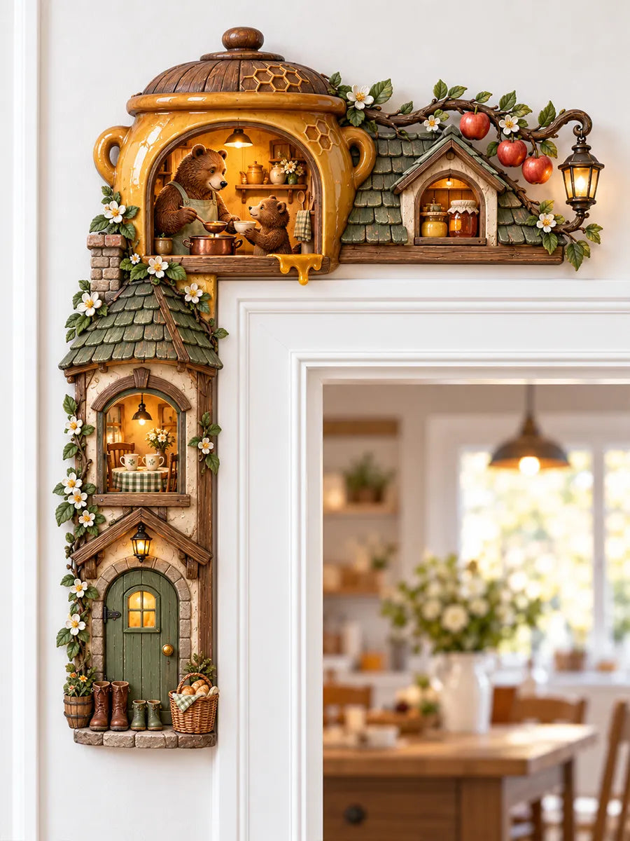Enchanted Bear Family Door Corner Frame Decor