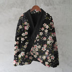 Cherry Blossom Japanese Pattern Cozy Fleece Kimono Cardigan