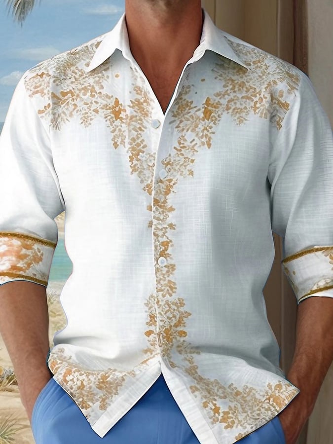 Printed Men'S Vacation Casual Long Sleeve Shirt