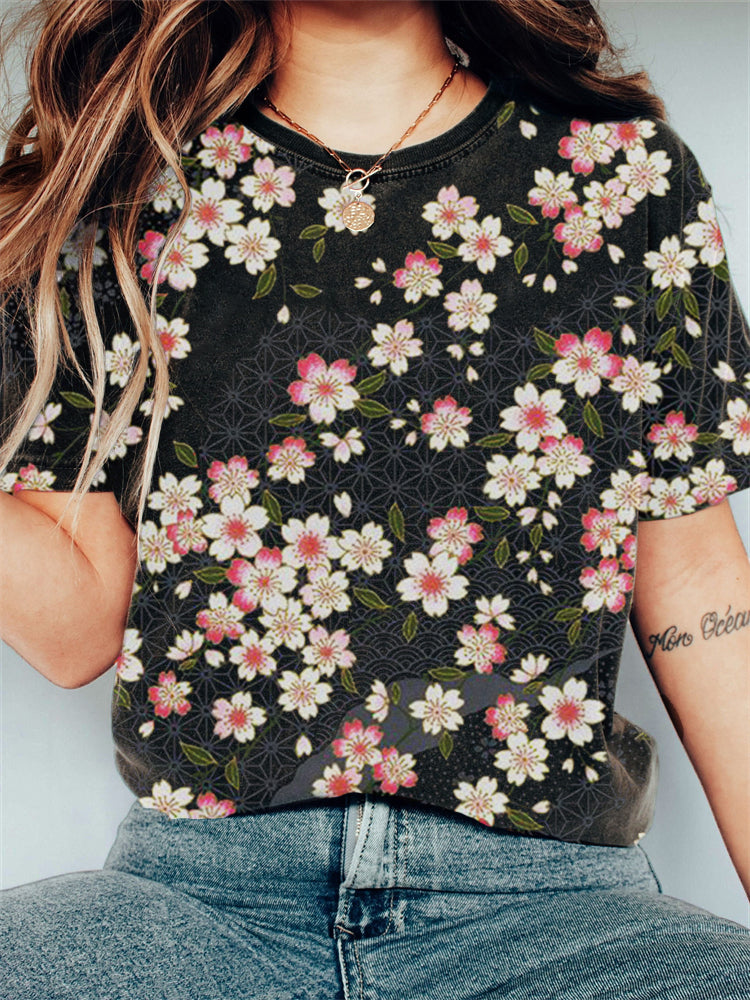 Cherry Blossom Japanese Art Vintage T Shirt