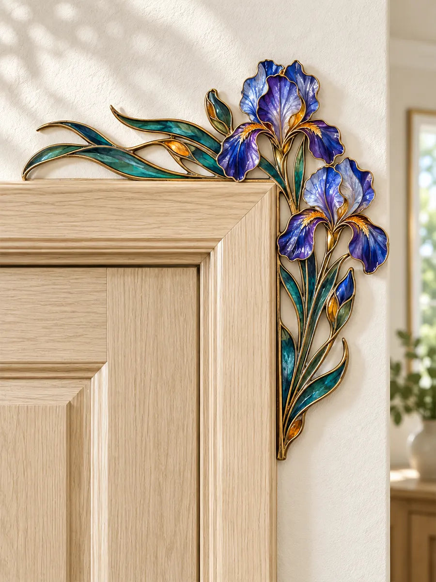 🌸Stunning Stained Glass Iris Door Corner Decor