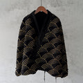 Japanese Style Black Gold Wave Pattern Comfortable Kimono