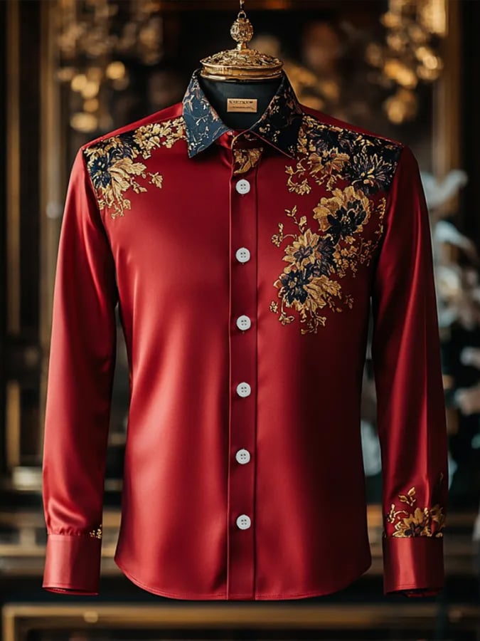 Men's Ethnic Pattern Lapel Shirt