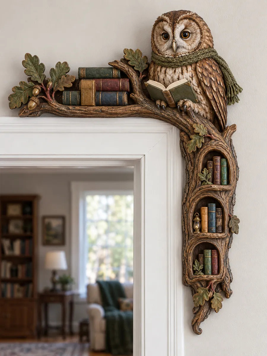 🦉Wise Owl Reading a Book Door Frame Corner Decor