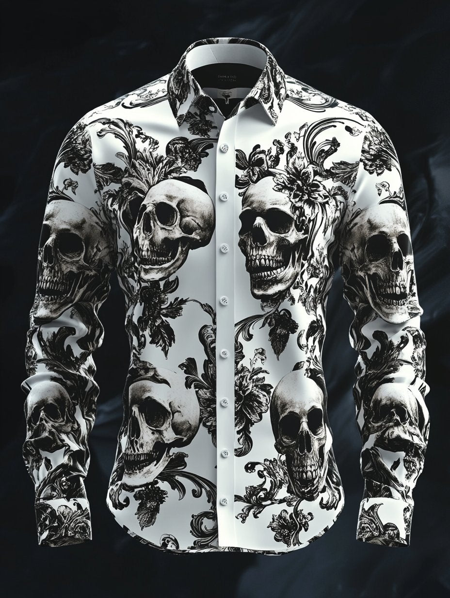 Men's Vintage Art Skull Shirt