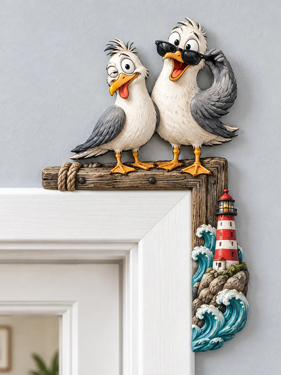 Quirky Seagull & Lighthouse Door Frame Corner Decor