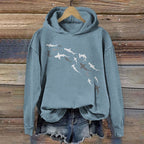 Shark Print Casual Long Sleeve Hoodie