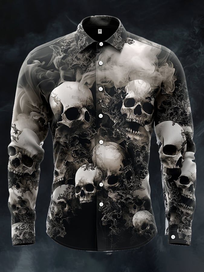 Men's Vintage Art Skull Shirt