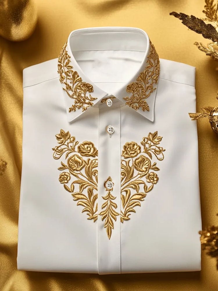 Men's Contrast Color Print Long Sleeve Shirt