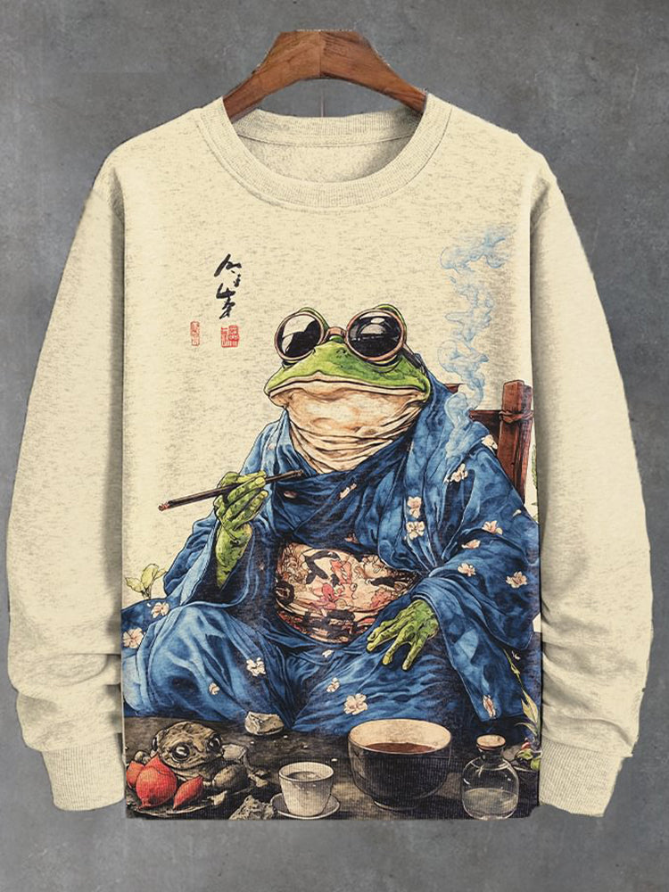 Men's Japanese Cool Smoking Frog Samurai Sweatshirt