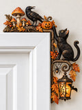 Halloween Black Cat & Raven Wooden Door Topper