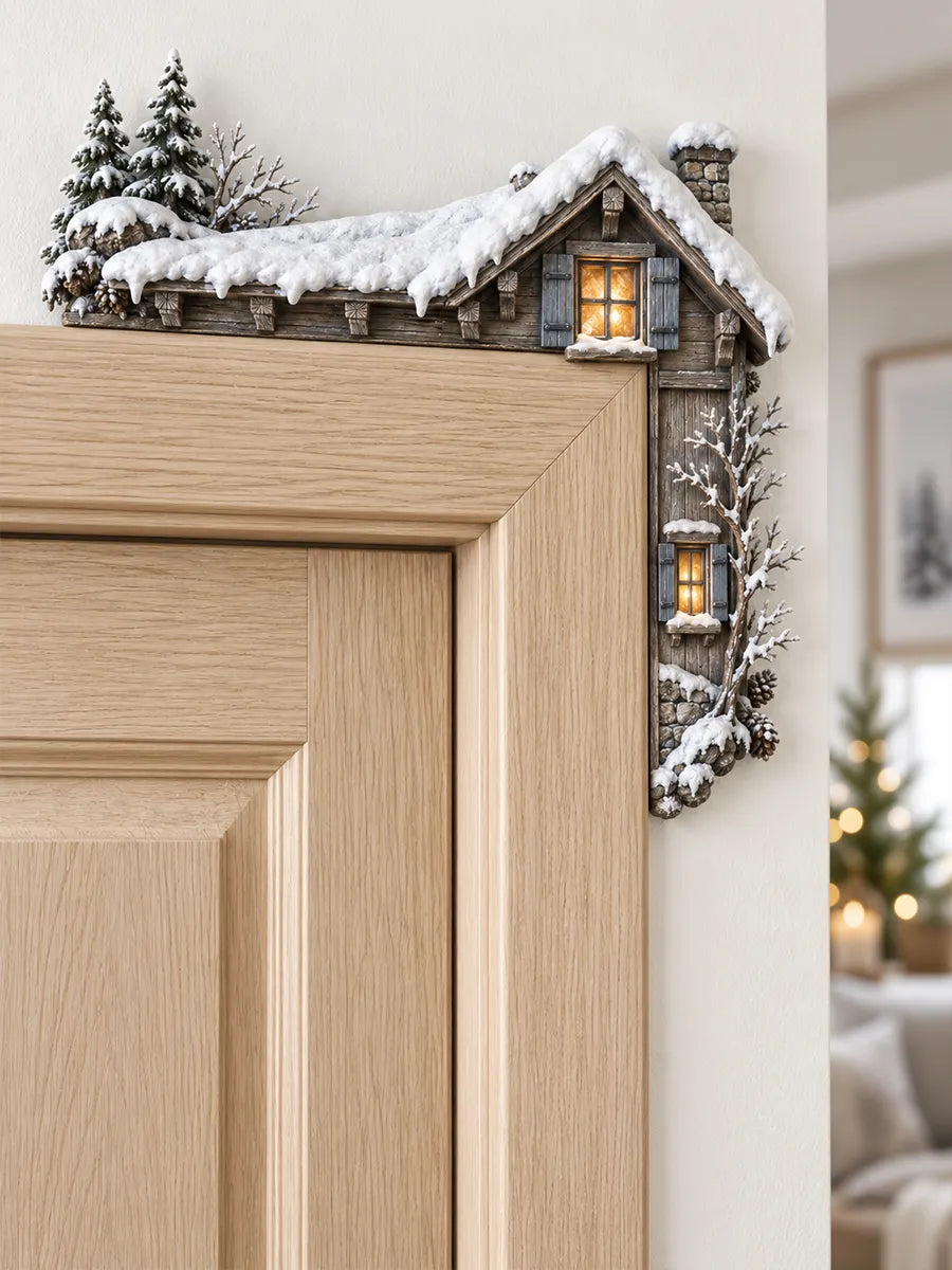 ❄️Winter Snow Cabin Door Corner Decor