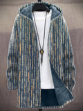 Vintage Striped Print Cozy Hooded Cardigan