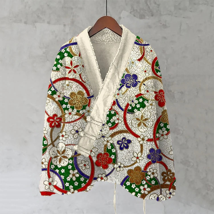 Japanese Sakura Art Plush Kimono Cardigan
