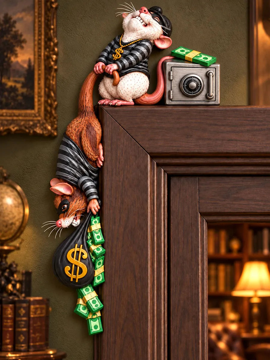 Funny Thief Mouse Money Door Frame Corner Decoration