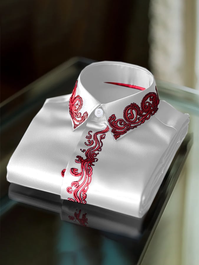 Men's Fashion Design Embroidery Long Sleeve Shirt