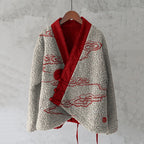 Vintage Cloud Line Art Plush Cardigan