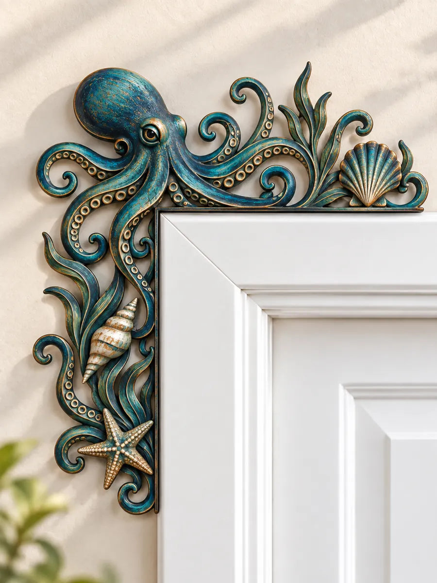Ocean Octopus Wooden Door Corner Decor