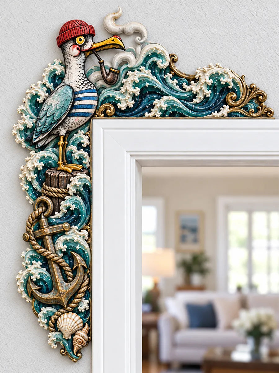 🌊 Nautical Seagull & Ocean Wave Door Frame Corner Decor