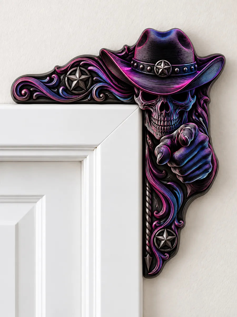 Neon Cowboy Skull Door Corner Decor