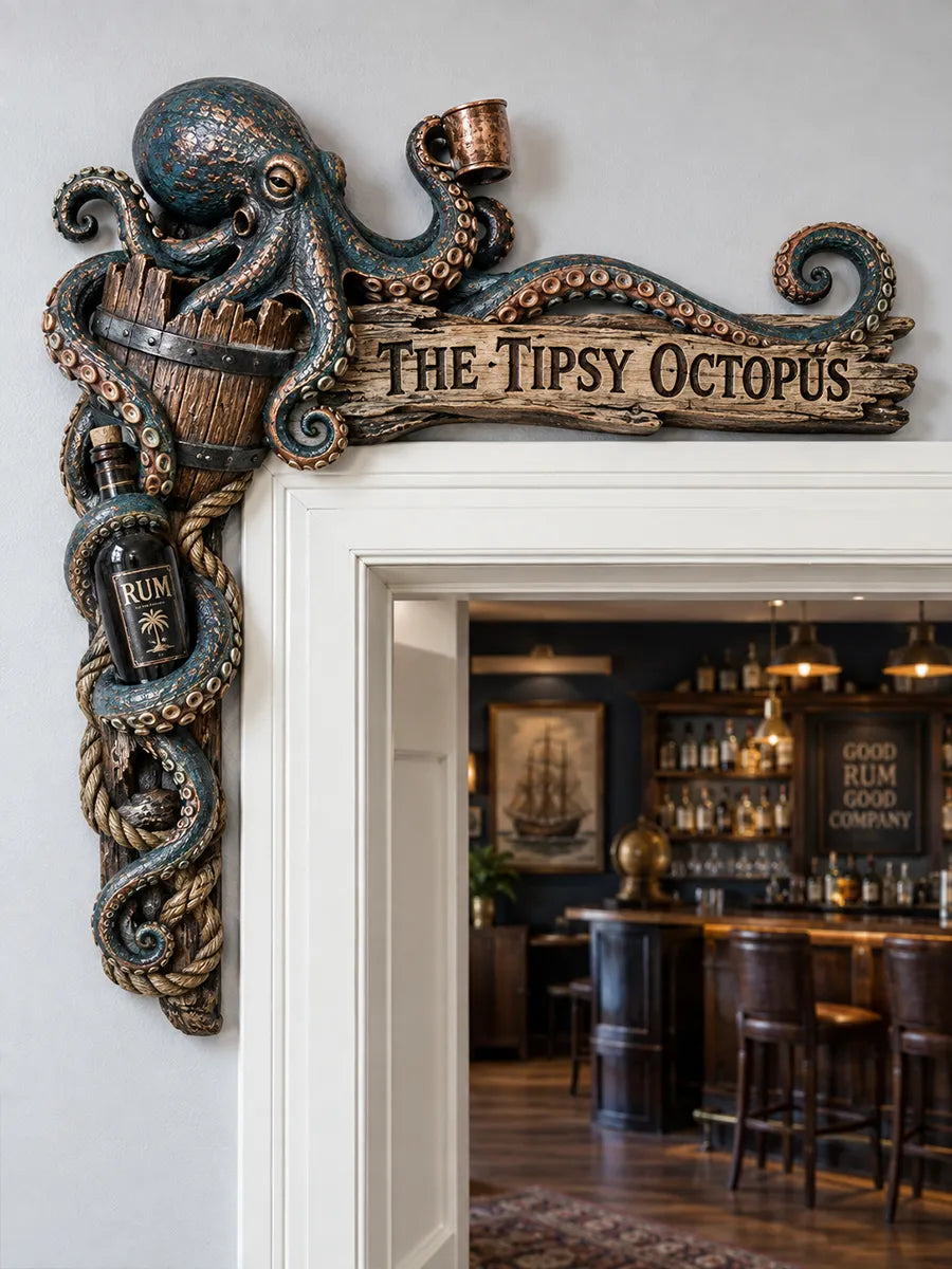 🦑"The Tipsy Octopus" Nautical Door Frame Corner Decor
