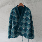 Japanese Style Contrast Wave Pattern Comfortable Kimono