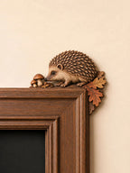 Hedgehog with Autumn Leaves & Mushrooms Door Frame Corner Decor