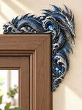 Deep-Sea Blue Dragon & Ocean Wave Door Frame Corner Decor