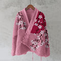 Vintage Japanese Sakura Art Plush Kimono Cardigan