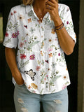 Women's Retro Floral Print Casual Comfort Short-Sleeve Shirt