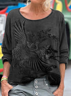 Cranes Floral Japanese Embroidered Comfy T Shirt