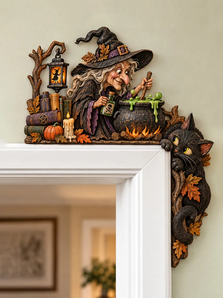 🧙 Witch & Black Cat Door Frame Topper