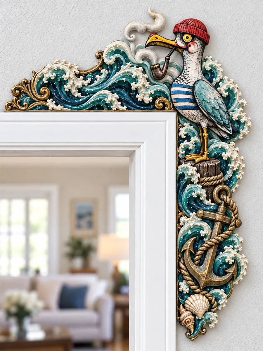 🌊 Nautical Seagull & Ocean Wave Door Frame Corner Decor