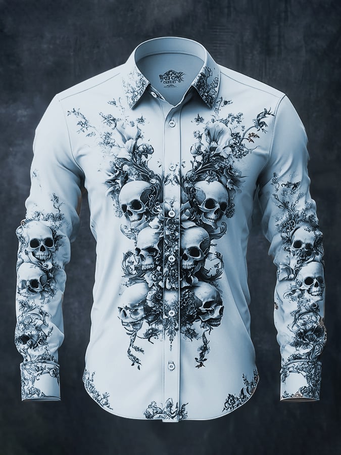 Men's Vintage Art Skull Shirt
