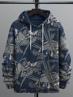 Men's Upstream Carp Japanese Lino Pattern Hoodie