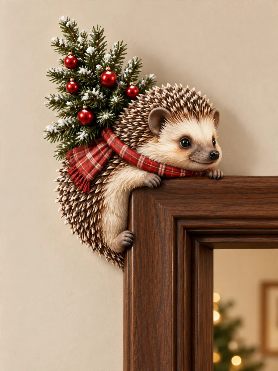 Christmas Hedgehog Door Frame Corner Decor