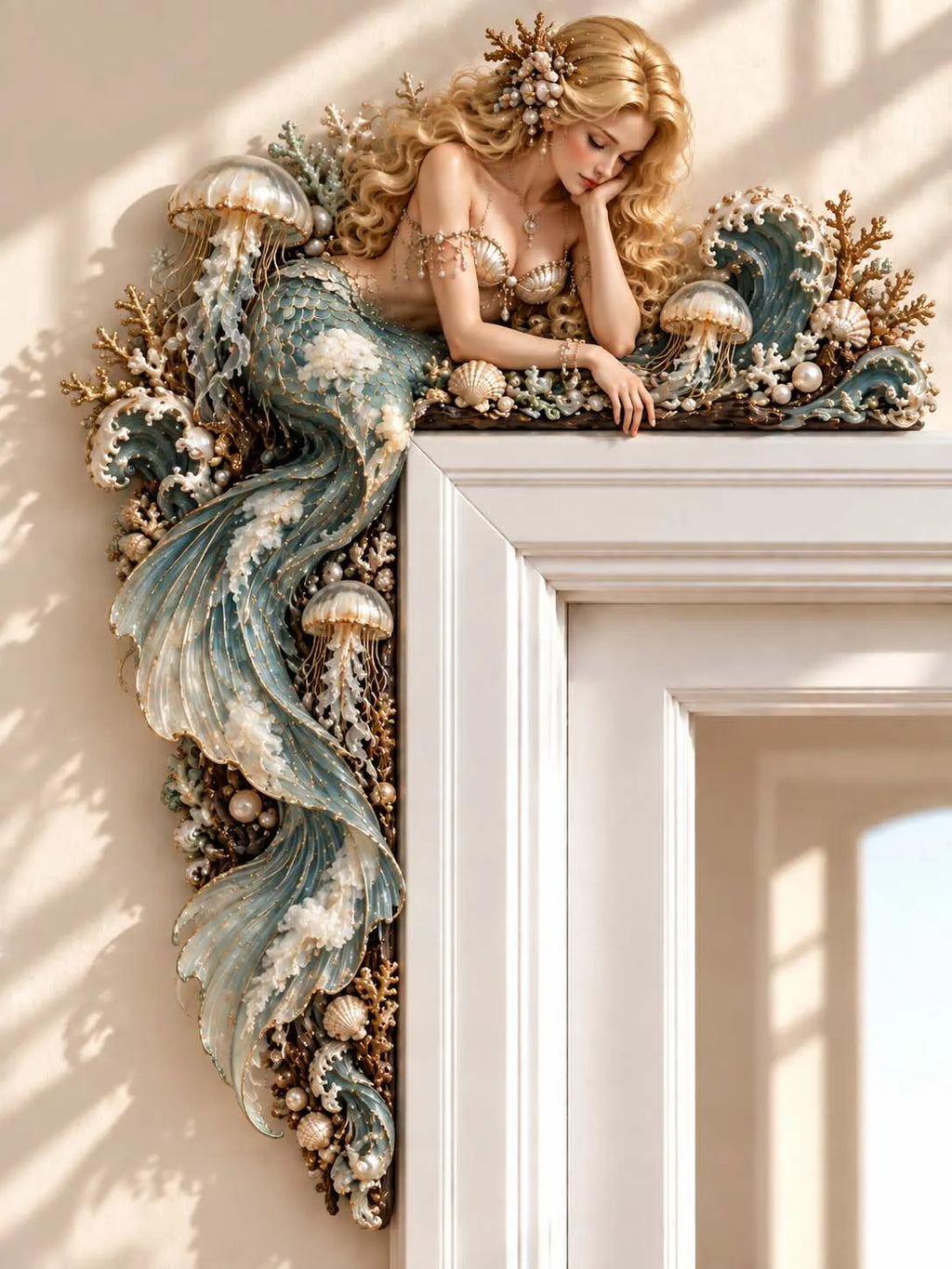 🌊 Mermaid & Jellyfish Underwater World Door Corner Sign