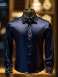Men's Satin Solid Color Long Sleeve Shirt