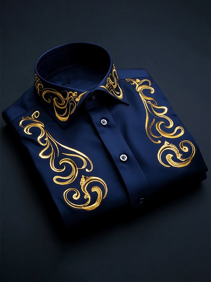 Men's Silk Design Printed Long Sleeve Shirt