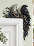 Midnight Raven & Crescent Moon Door Frame Corner Decor