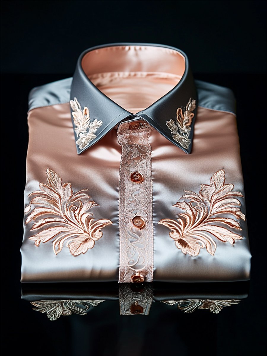 Men's Satin Luxury Business Long Sleeve Shirt