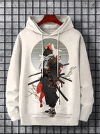 Men's Wolf Samurai Japanese Art Print Casual Hoodie