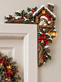 Christmas Cat Wooden Door Corner Decor