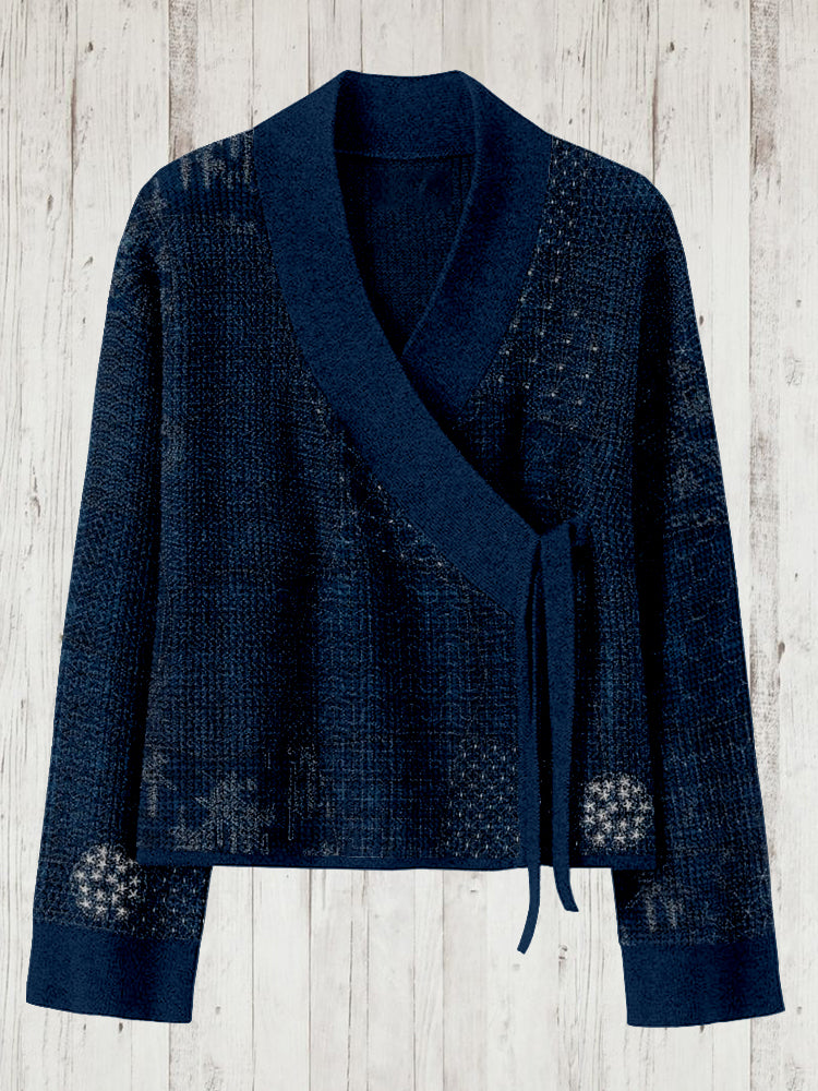 Japanese Traditional Sashiko Art Cozy Kimono Cardigan